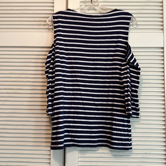 CREATION L Cold Shoulder Striped Top - Picture 2 of 4